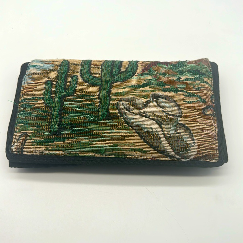 Vintage Quilted Puffy Embroidered Western Cowboy Southwestern Rare Unique Wallet